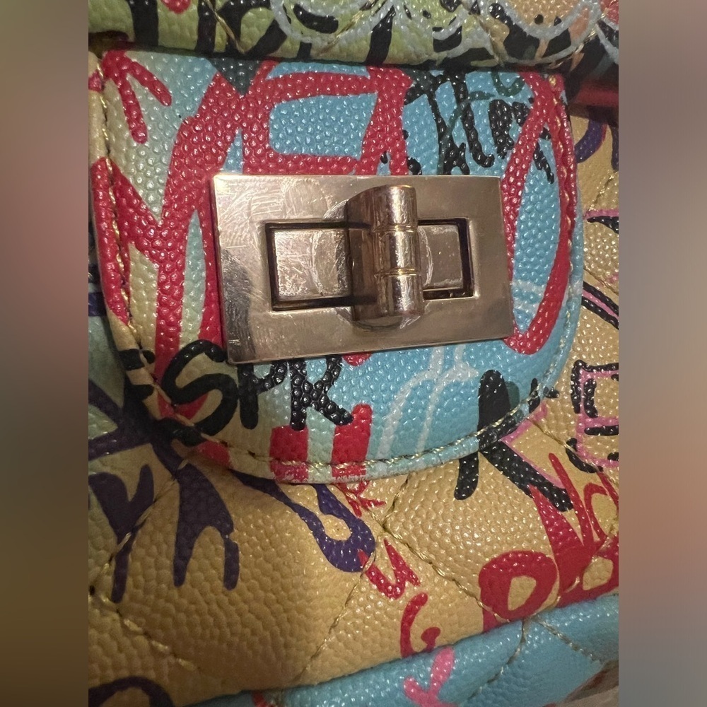 DKNY Paige Quilted Graffiti Crossbody Purse - Picture 8 of 16